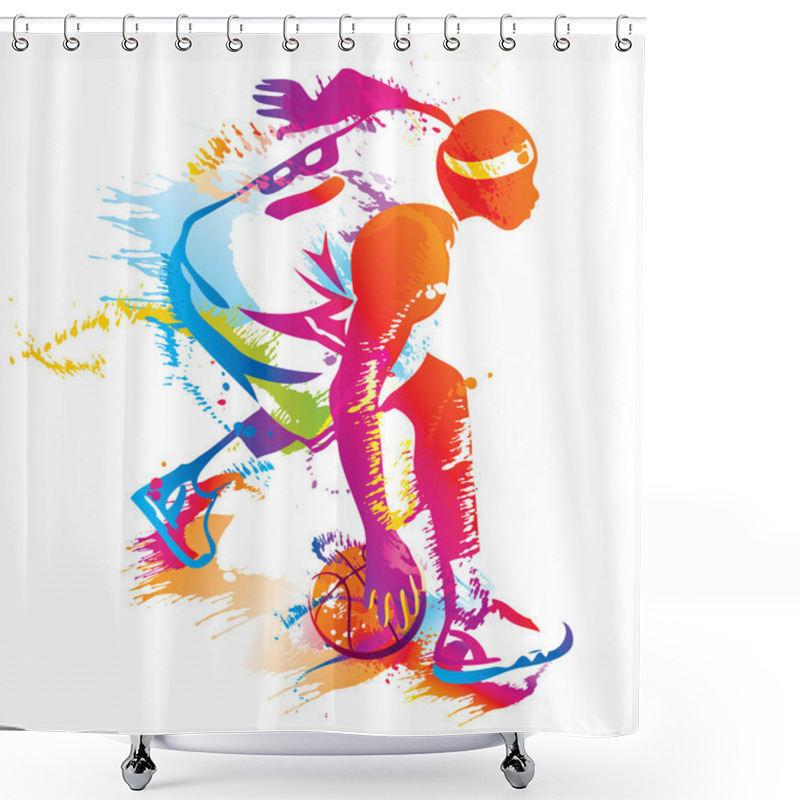 Personality  Basketball Player. Vector Illustration. Shower Curtains