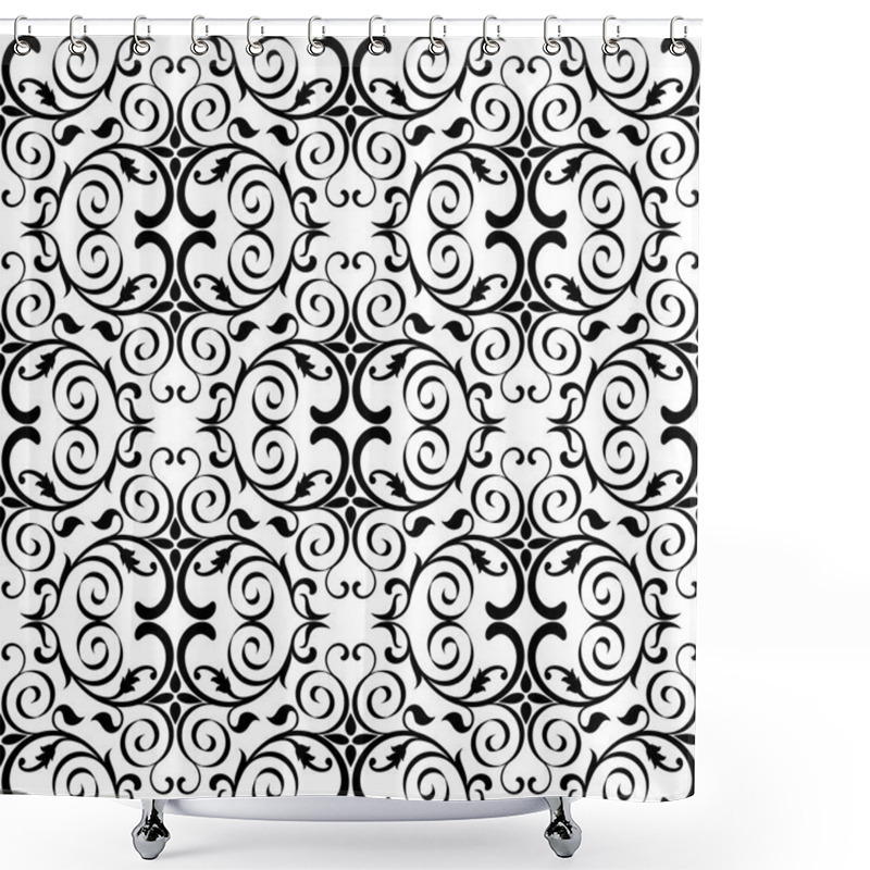 Personality  Classical Seamless Pattern With Decoration Tracery On A White Ba Shower Curtains