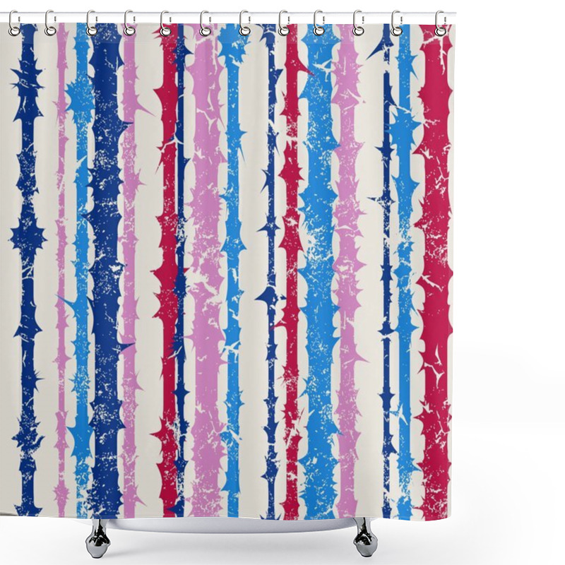 Personality  Grunge Vertical Striped Pattern In Retro Style Shower Curtains