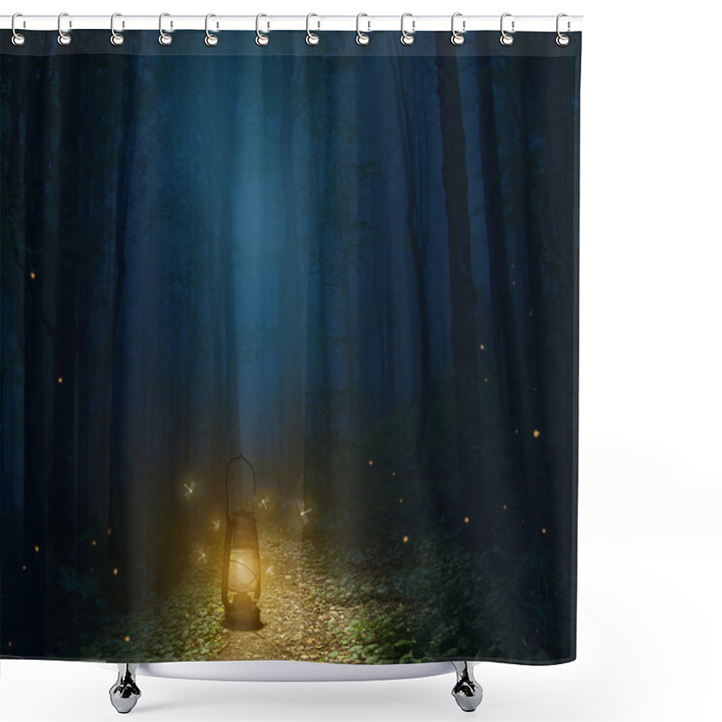 Personality  Fantasy Lamp In The Forest Shower Curtains