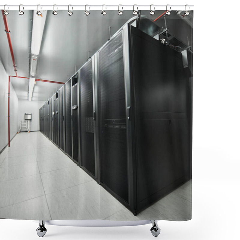 Personality  A Professional Data Center Features Rows Of Server Hardware In A Sleek, Modern Setup. Shower Curtains