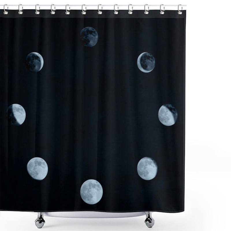 Personality  Moon Phases Collage Arranged In A Circle Shower Curtains