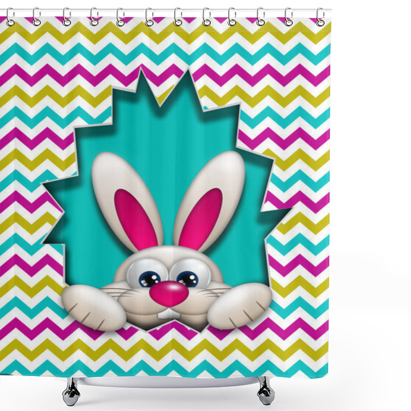 Personality  Easter Bunny Hidden In Zigzag Egg Hollow  Shower Curtains