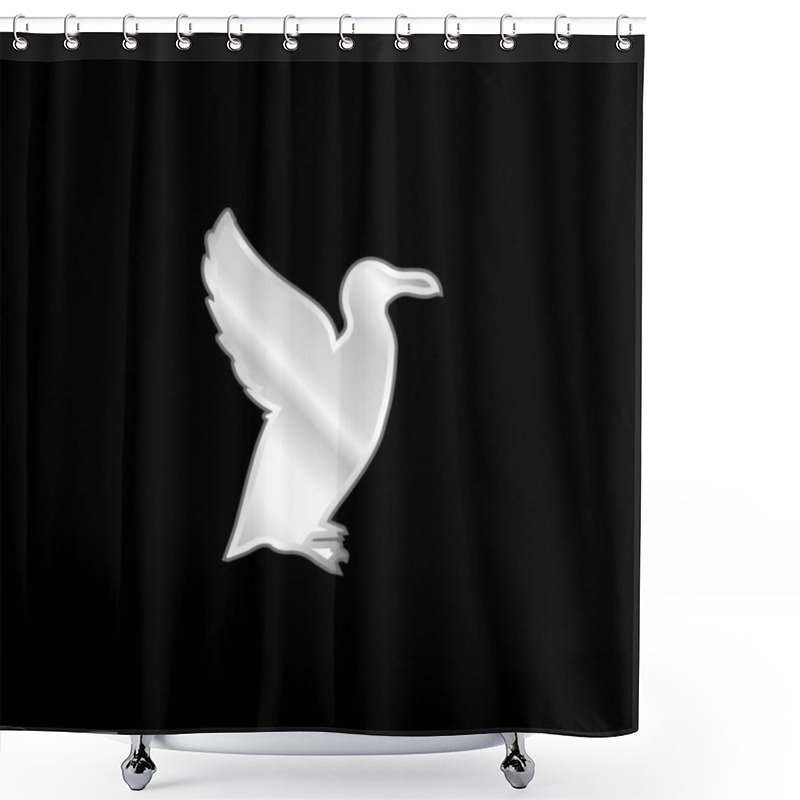 Personality  Bird Auk Shape Silver Plated Metallic Icon Shower Curtains