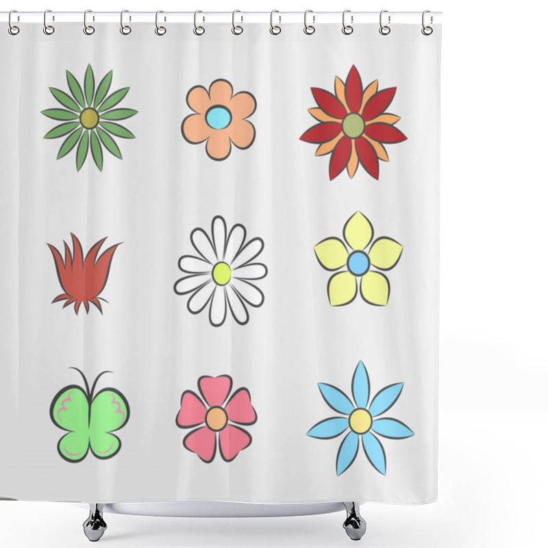 Personality  Flower Icons For Pattern Shower Curtains