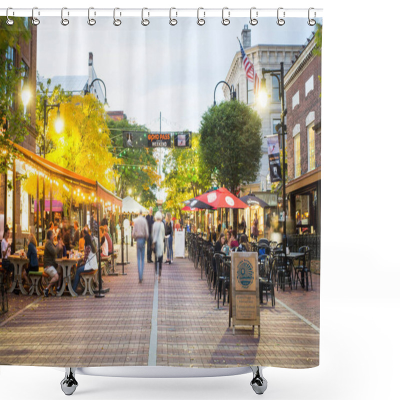 Personality  Evening Shoppers And Diners On Church Street In Burlington, Vermont On Wednesday, October 10, 2018. Shower Curtains