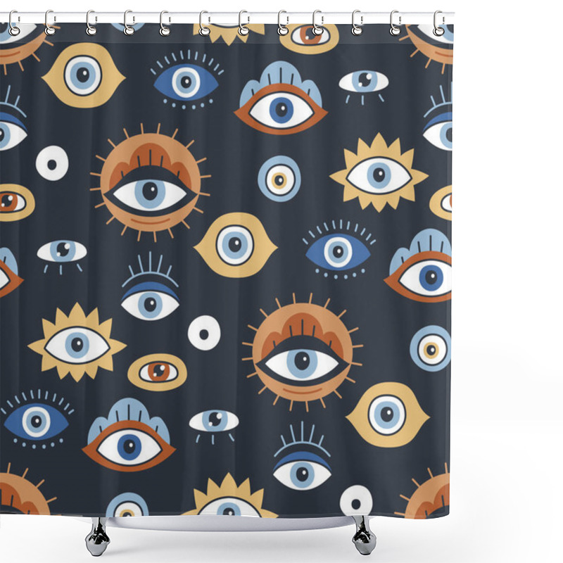 Personality  Background With Evil, Turkish, Esoteric Eye Different Shapes. Shower Curtains