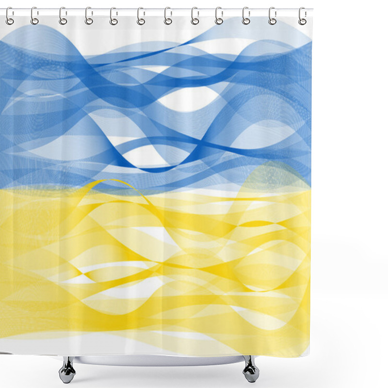 Personality  Wave Line Flag Of Ukraine Shower Curtains