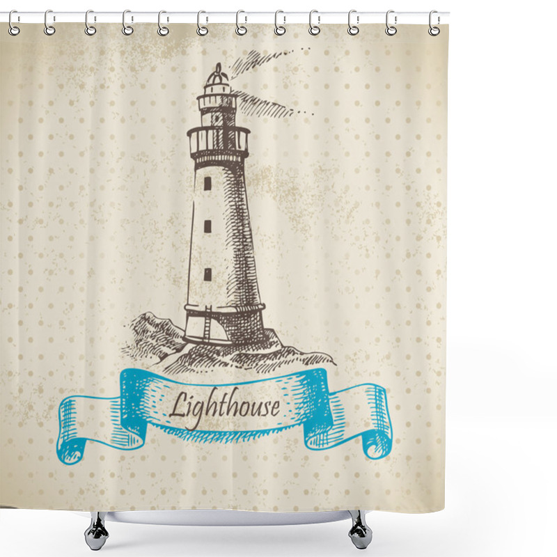 Personality  Lighthouse. Hand Drawn Illustration Shower Curtains