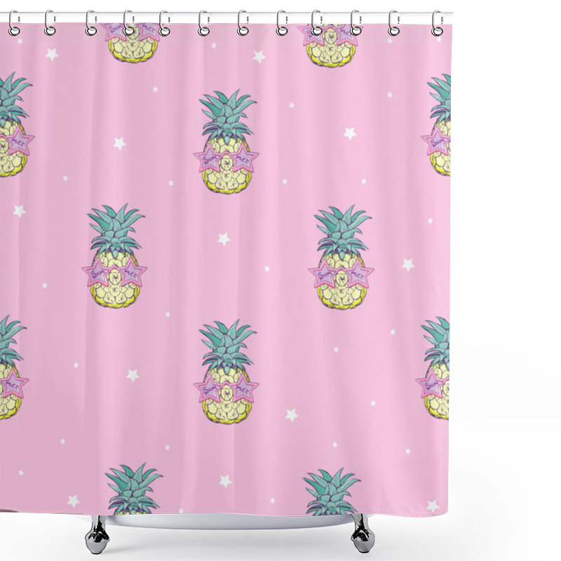 Personality  Cute Seamless Print With Pineapples Shower Curtains