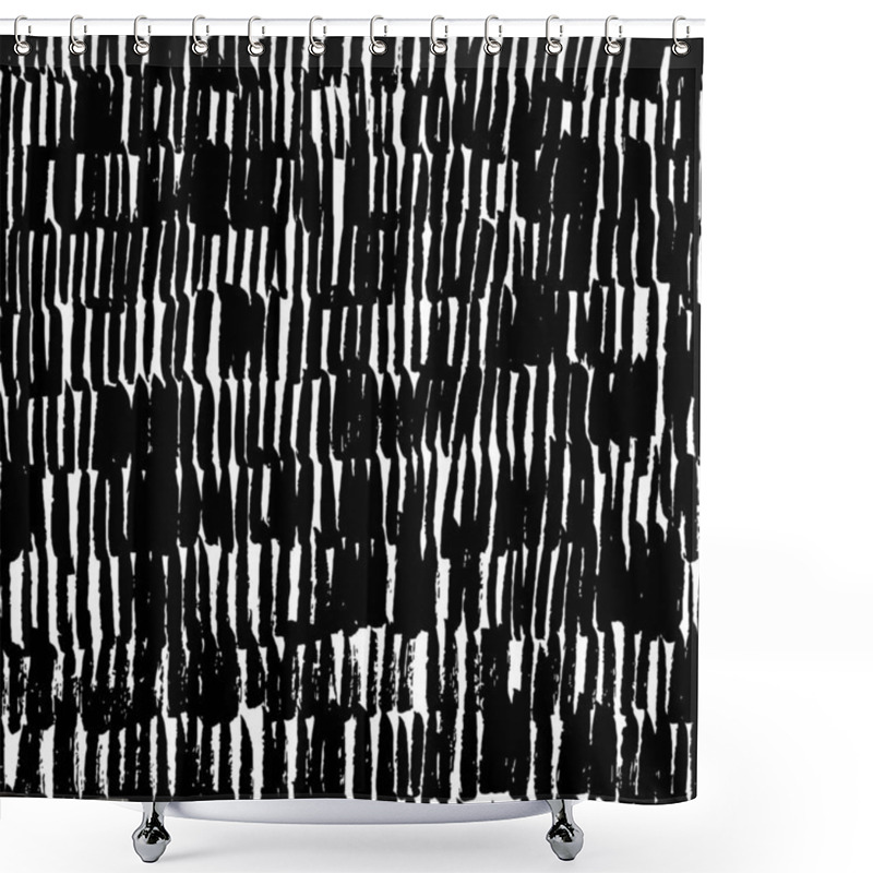 Personality  Black Irregular Vertical Lines Vector Seamless Pattern. Rain Motif Abstract Background. Dense Texture Of Dashes. Graphic Dashed Strokes Ornament. Scribbles And Small Vertical Smears, Thin Lines. Shower Curtains