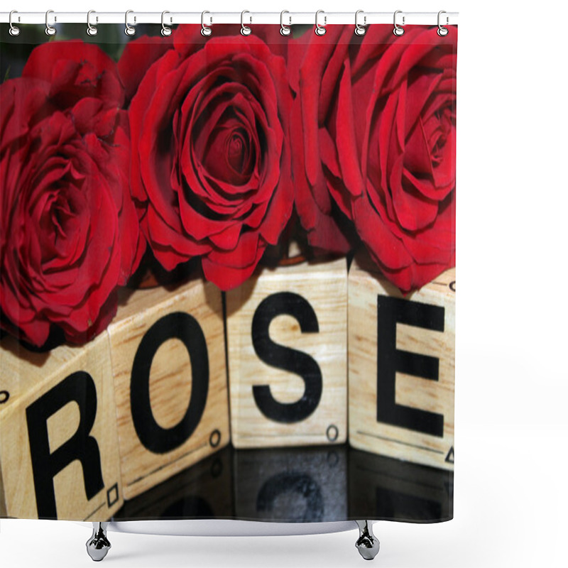 Personality  Three Burgundy Roses On A Black Background And The Words Out Of Shower Curtains