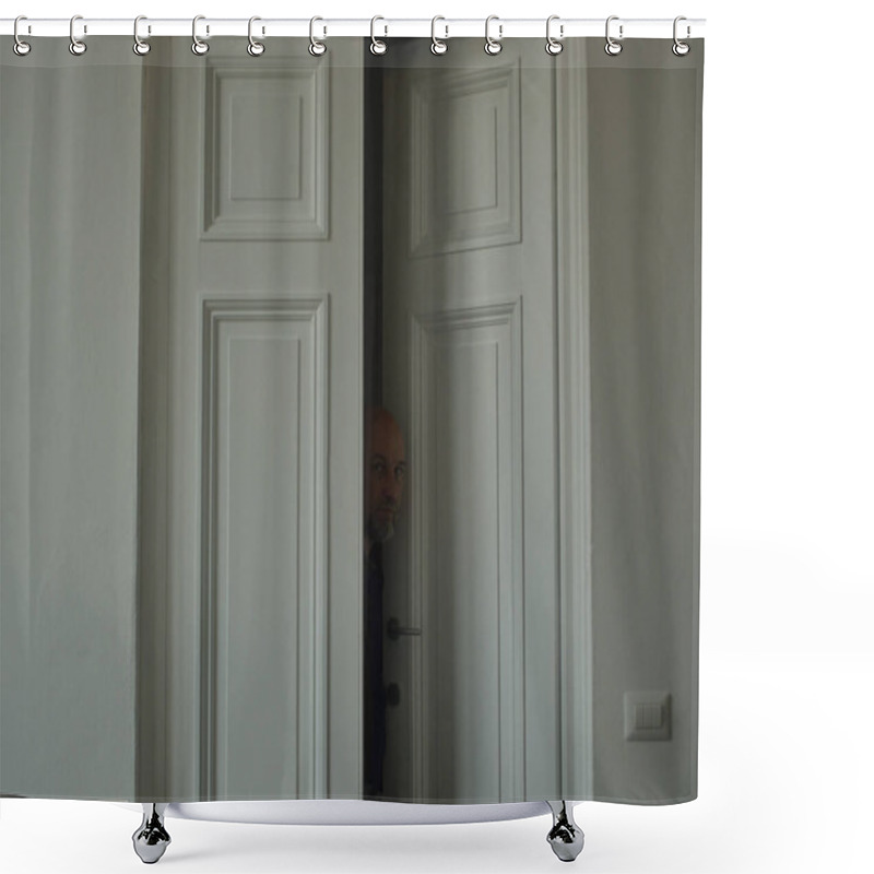 Personality  Self-portrait - Exiting The Room Shower Curtains