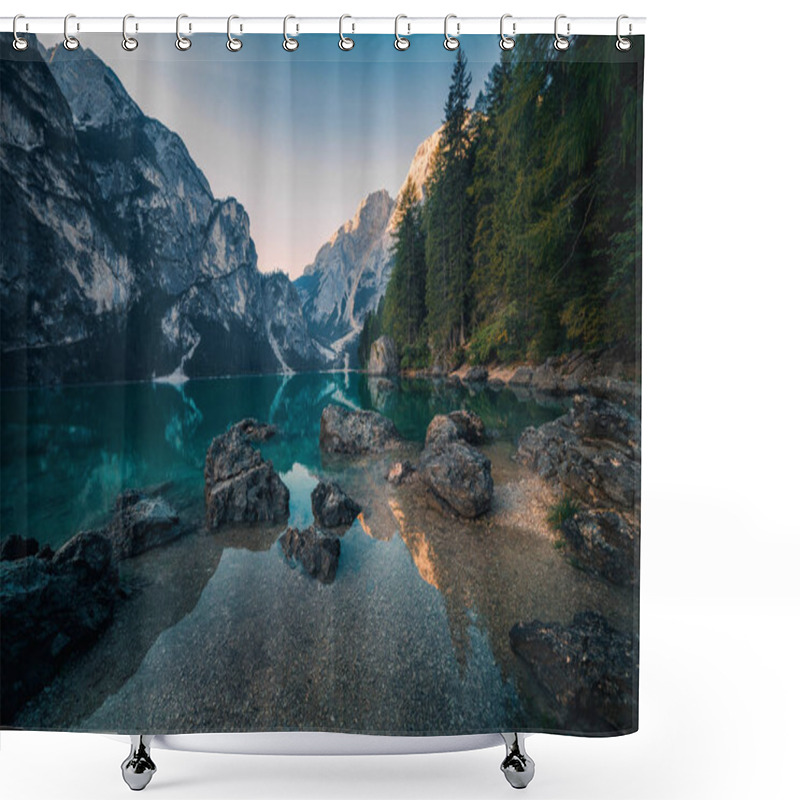 Personality  Amazing View Of Lago Di Braies Shower Curtains