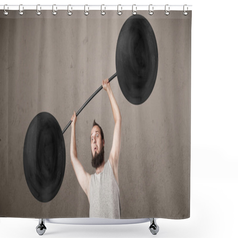 Personality  Funny Skinny Guy Lifting Weights Shower Curtains