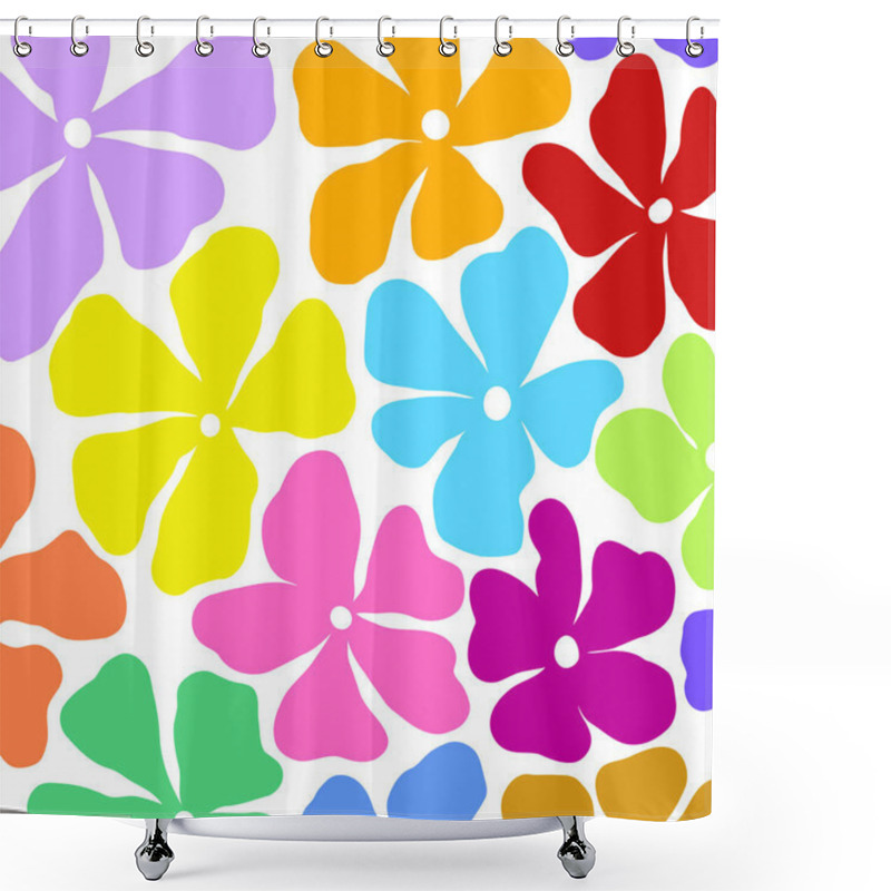 Personality  A Fun Retro Hipster Floral Background Design With Flat Minimalist Daisy Flowers. Shower Curtains