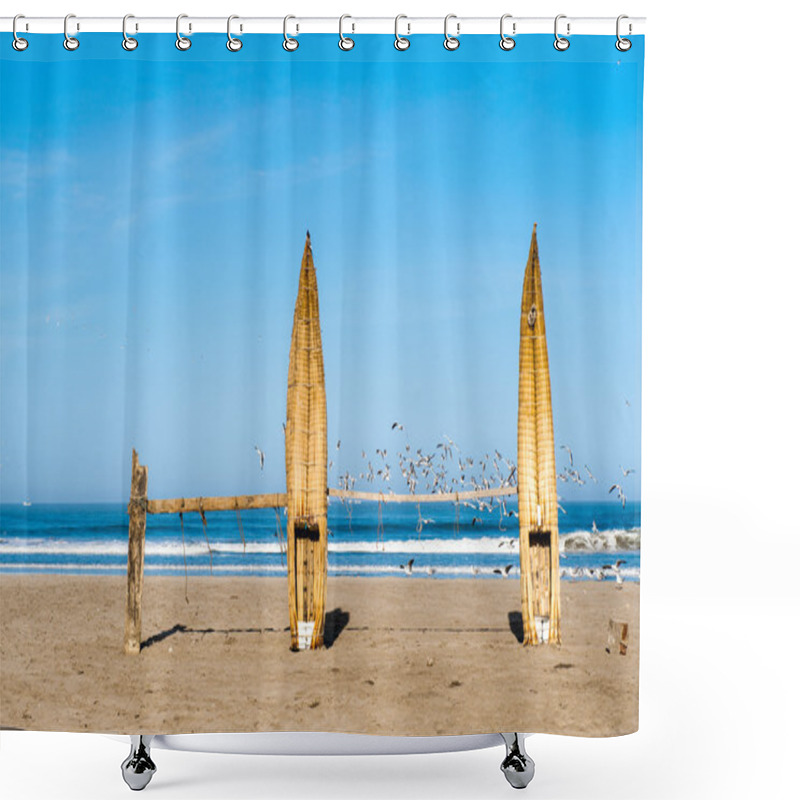 Personality  Traditional Peruvian Small Reed Boats Shower Curtains