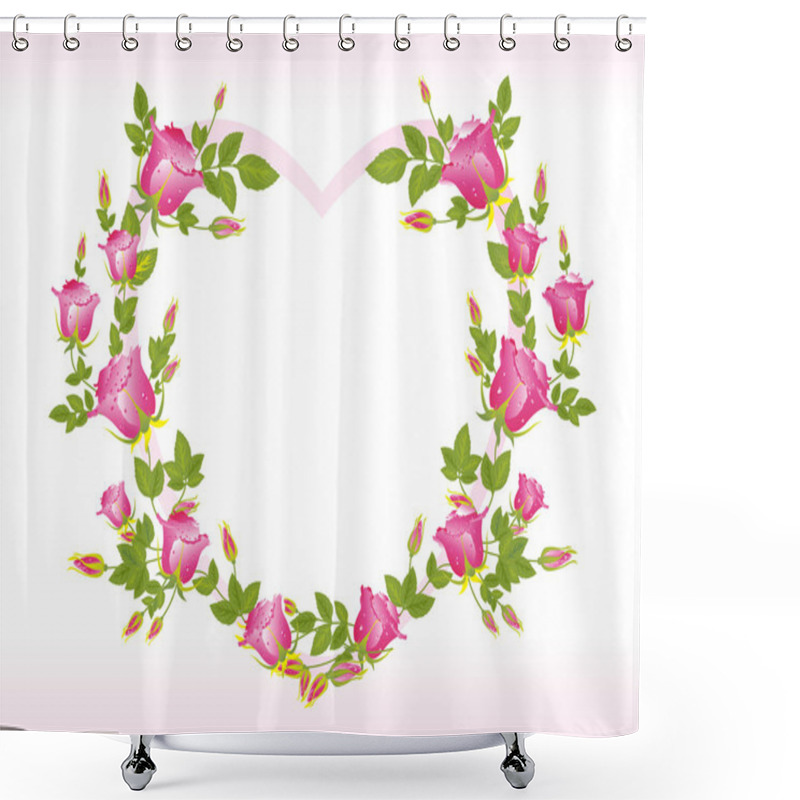 Personality  Romantic Pink Heart Shape Frame Shower Curtains