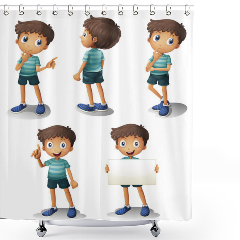 Personality  A Young Boy In Different Positions Shower Curtains