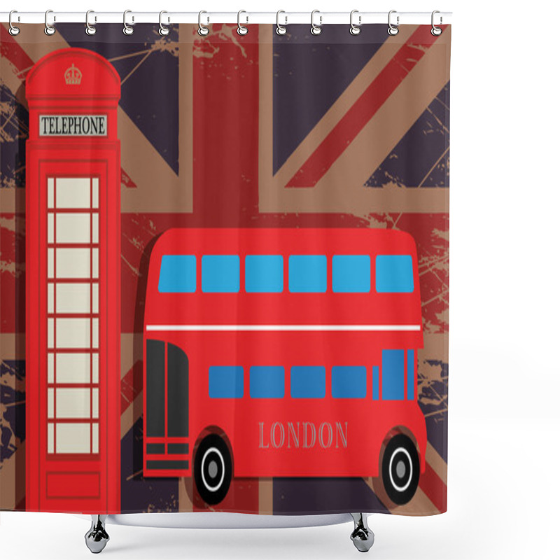 Personality  Phone Booth And Red Bus Shower Curtains