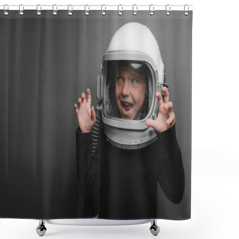 Personality  Small Child Wants To Fly An Airplane Wearing An Airplane Helmet Shower Curtains