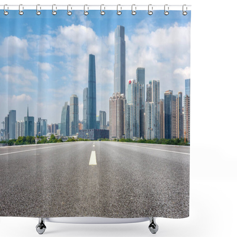 Personality  Guangzhou City Square Road And Architectural Landscape Skyline Shower Curtains