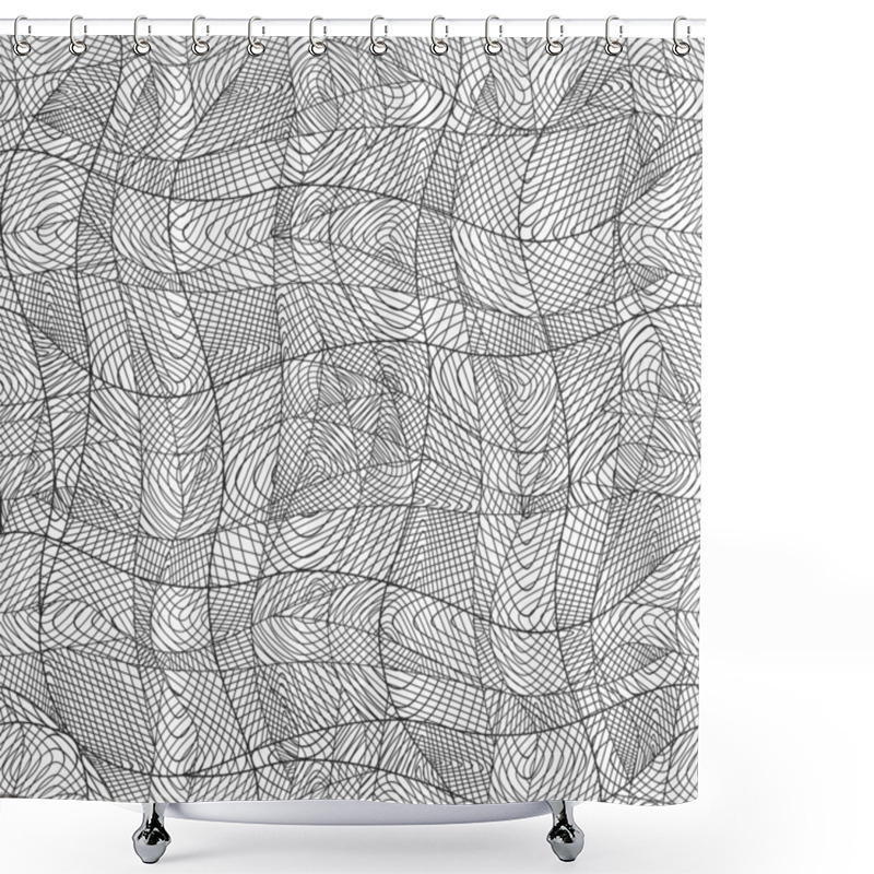 Personality  Vector Abstract Hand-drawn Waves Pattern, Wavy Background. Seam Shower Curtains