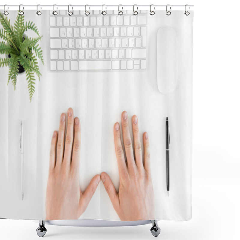 Personality  Keyboard And Person At Workplace  Shower Curtains