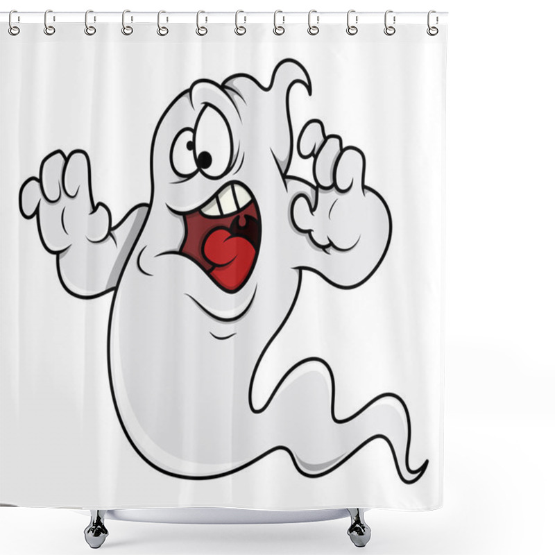 Personality  Funny Cartoon Ghost - Halloween Vector Illustration Shower Curtains