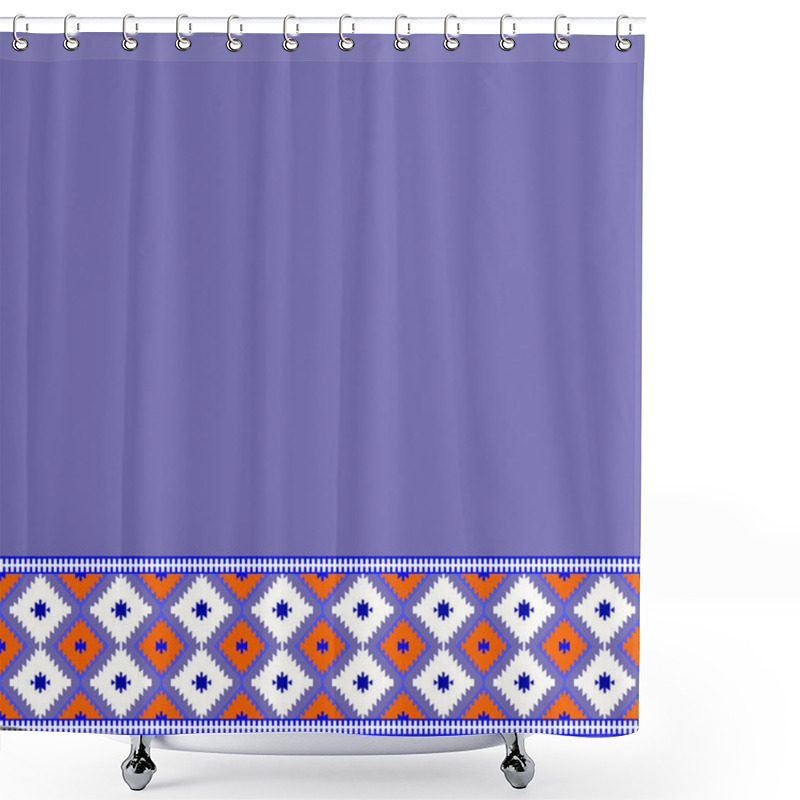 Personality  Card Pattern In Tribal Style Turkish Carpet Purple, Lilac Red Claret Burgundy. Colorful Patchwork Mosaic Oriental Kilim Rug With Traditional Folk Geometric Ornament. Vector Illustration Shower Curtains