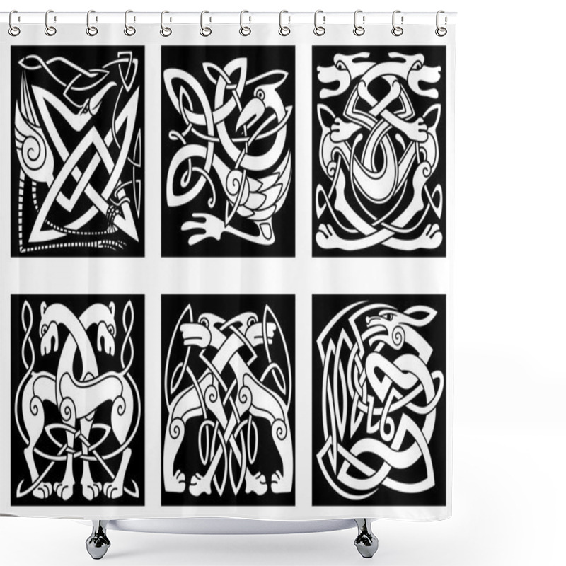 Personality  Celtic Animals Decorated Irish Ornament Shower Curtains