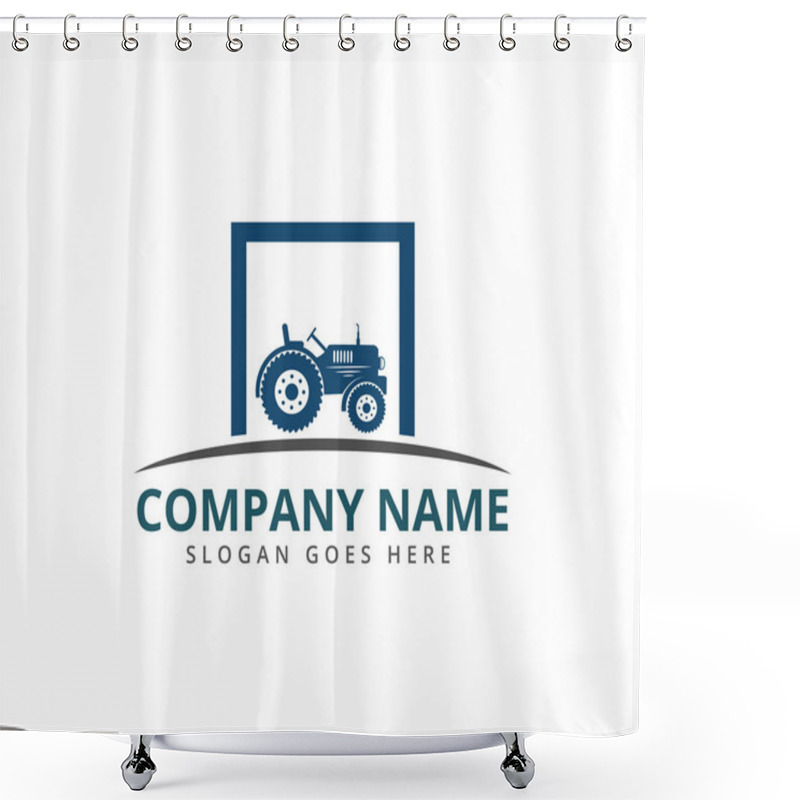 Personality  Tractor Agriculture Farm Field Tool Vector Icon Logo Design Template Shower Curtains