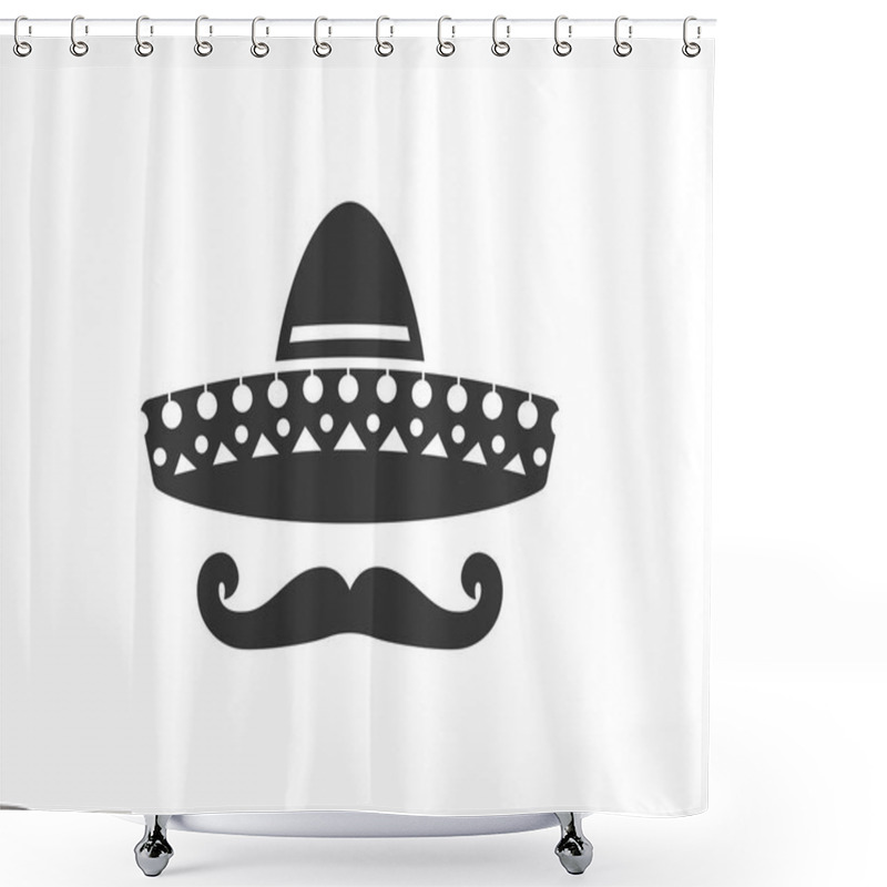 Personality  Sombrero Silhouette, Hat And Mustache  Shower Curtains