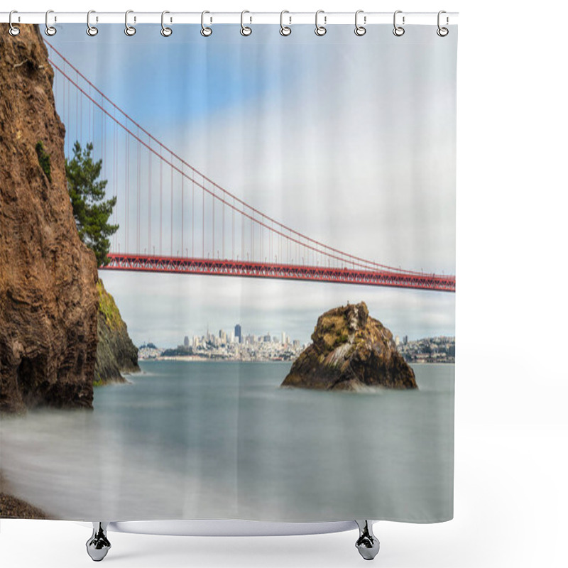 Personality  Golden Gate Bridge And Downtown San Francisco Shower Curtains