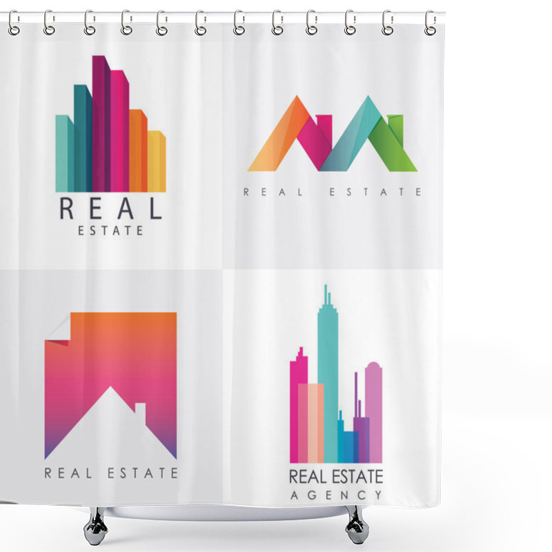 Personality  Set Of Real Estate Logo Designs Shower Curtains