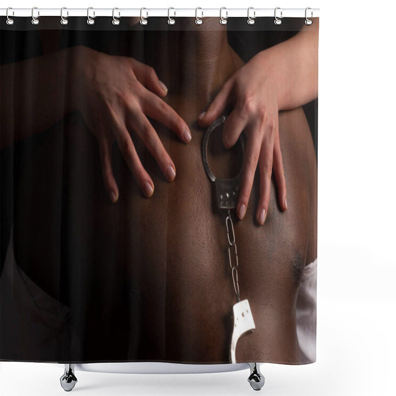 Personality  Passion And Love Of African Breast Man With Girl Hands. Female Dominates A Male. Interracial Sex. Black Lives Matter. Multiethnic Hands. African American Man In Handcuffs. Shower Curtains