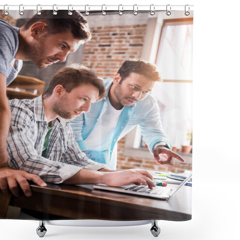 Personality  Men Using Laptop Shower Curtains