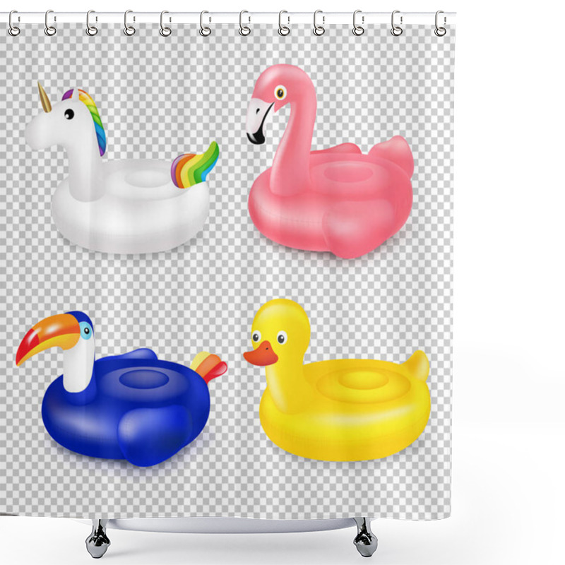 Personality  Collection Swimming Ring Transparent Background With Gradient Mesh, Vector Illustration Shower Curtains