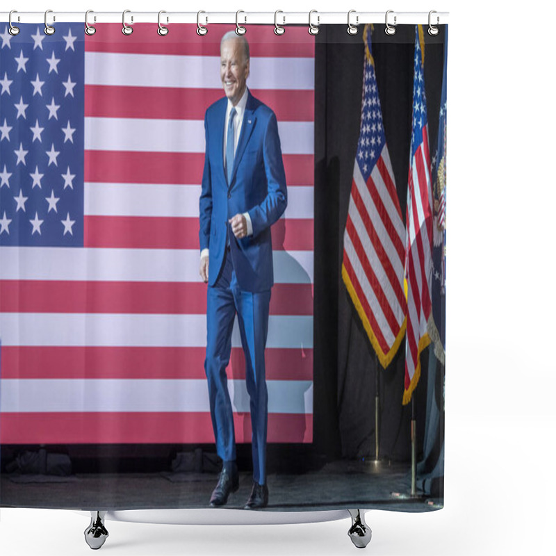 Personality  President Biden Delivers Remarks On The Debt Ceiling. May 10, 2023, Valhalla, New York, USA: U.S. President Joe Biden Speaks On The Debt Limit During An Event At SUNY Westchester Community College On May 10, 2023 In Valhalla, New York, USA.  Shower Curtains