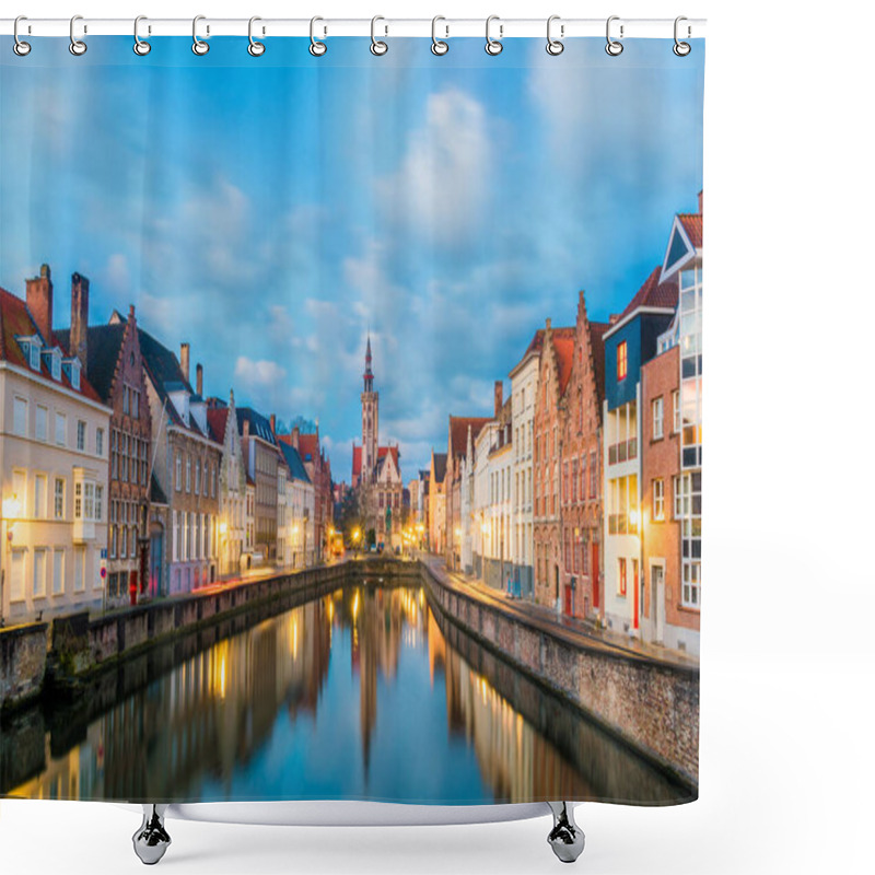 Personality  Spiegelrei Canal And Jan Van Eyck Square In The Morning In Bruges, Belgium Shower Curtains