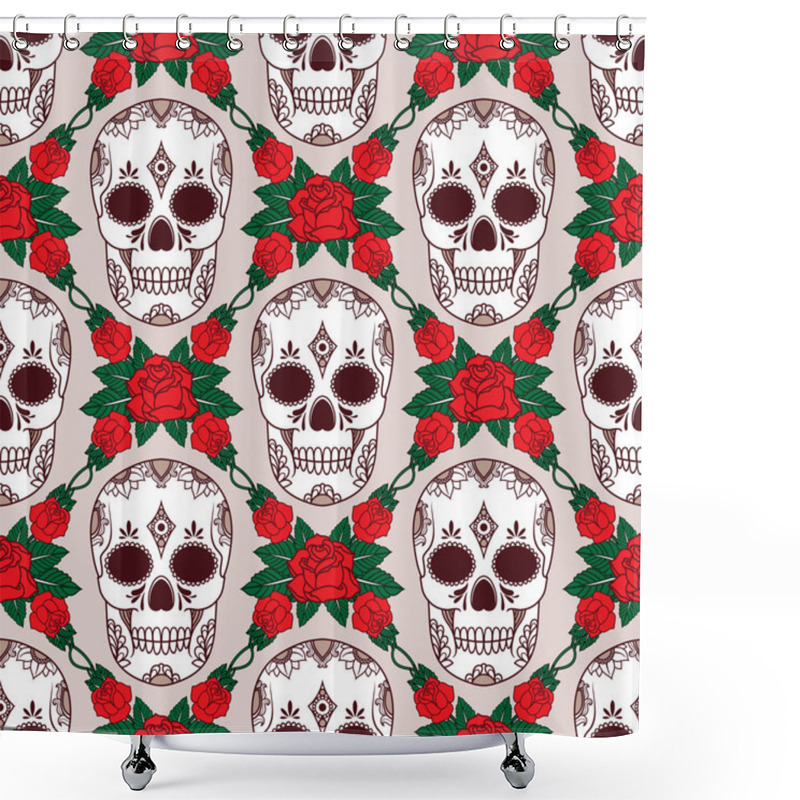 Personality  Vector Pattern With Skulls Shower Curtains