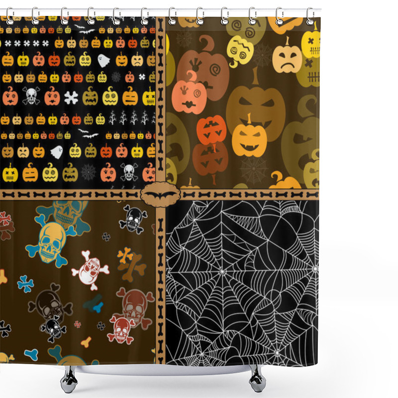 Personality  Set Of Halloween Seamless Pattern Shower Curtains