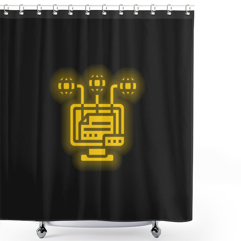 Personality  Attribution Yellow Glowing Neon Icon Shower Curtains