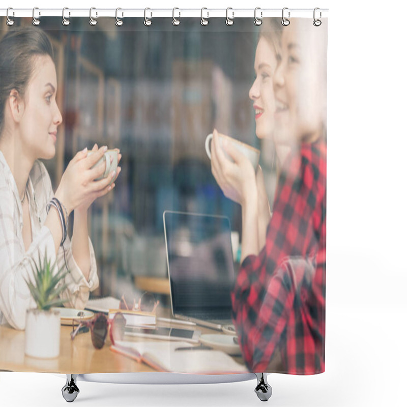 Personality  Friends Having Coffee Break Shower Curtains