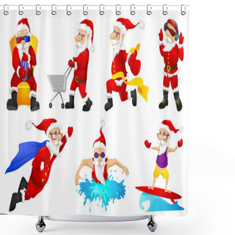 Personality  Vector Set For Christmas With Santa Claus. Shower Curtains