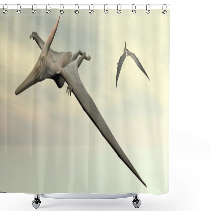 Personality  Pteranodon Dinosaurs Flying - 3D Render Shower Curtains