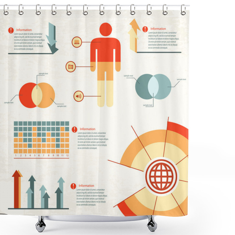 Personality  Business Infographic Elements Vector Illustration Shower Curtains