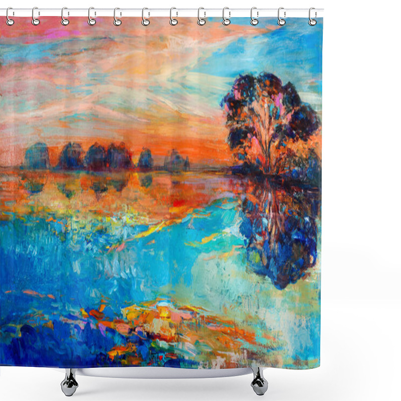 Personality  Lake And Tree Shower Curtains