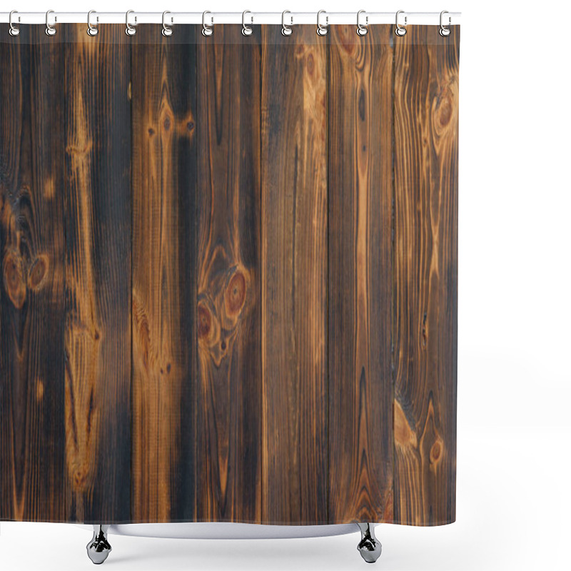 Personality  Full Frame Image Of Brown Rustic Wooden Planks Background Shower Curtains