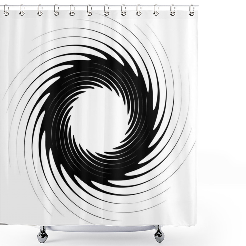 Personality  Geometric Radial Element. Abstract Concentric, Radial Geometric Motif Shower Curtains